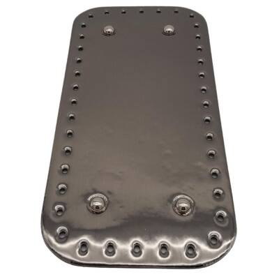 Angel Çanta Aksesuar Parlak Rugan Deri 25x12 cm Dikdörtgen Çanta Tabanı Antrasit Renk Gümüş Metalli - 1