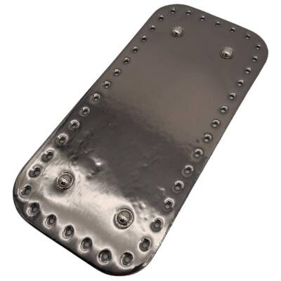 Angel Çanta Aksesuar Parlak Rugan Deri 25x12 cm Dikdörtgen Çanta Tabanı Antrasit Renk Gümüş Metalli - 2