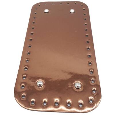 Angel Çanta Aksesuar Parlak Rugan Deri 25x12 cm Dikdörtgen Çanta Tabanı Bakır Renk Gümüş Metalli - 1