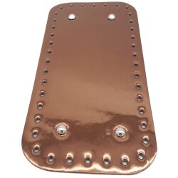 Angel Çanta Aksesuar Parlak Rugan Deri 25x12 cm Dikdörtgen Çanta Tabanı Bakır Renk Gümüş Metalli - Angel Çanta Aksesuar