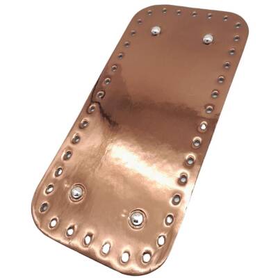 Angel Çanta Aksesuar Parlak Rugan Deri 25x12 cm Dikdörtgen Çanta Tabanı Bakır Renk Gümüş Metalli - 2