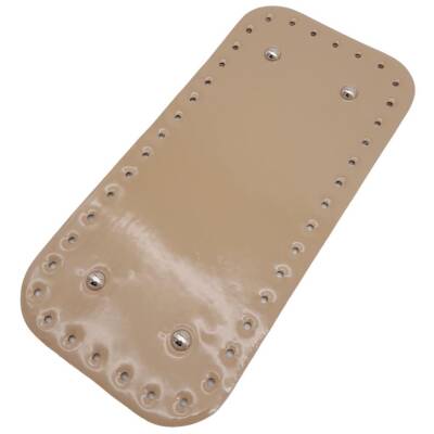 Angel Çanta Aksesuar Parlak Rugan Deri 25x12 cm Dikdörtgen Çanta Tabanı Bej Renk Gümüş Metalli - 2