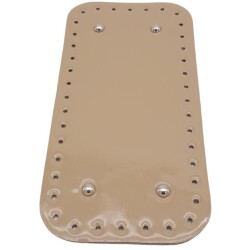 Angel Çanta Aksesuar Parlak Rugan Deri 25x12 cm Dikdörtgen Çanta Tabanı Bej Renk Gümüş Metalli - Angel Çanta Aksesuar