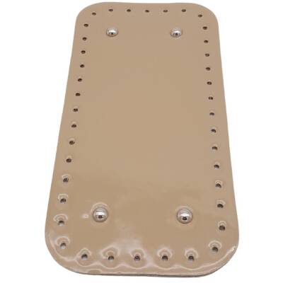 Angel Çanta Aksesuar Parlak Rugan Deri 25x12 cm Dikdörtgen Çanta Tabanı Bej Renk Gümüş Metalli - 1