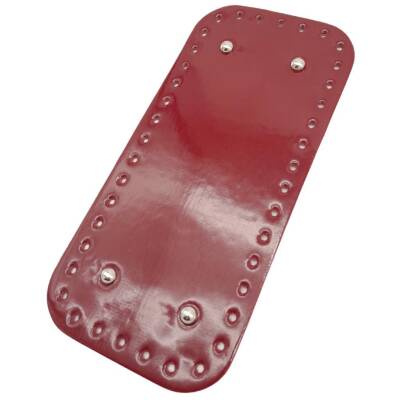 Angel Çanta Aksesuar Parlak Rugan Deri 25x12 cm Dikdörtgen Çanta Tabanı Bordo Renk Gümüş Metalli - 2