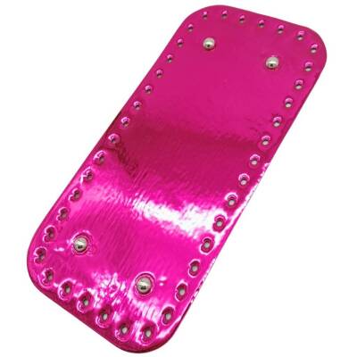 Angel Çanta Aksesuar Parlak Rugan Deri 25x12 cm Dikdörtgen Çanta Tabanı Fuşya Renk Gümüş Metalli - 2