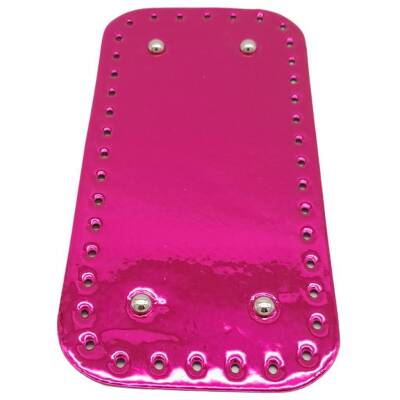 Angel Çanta Aksesuar Parlak Rugan Deri 25x12 cm Dikdörtgen Çanta Tabanı Fuşya Renk Gümüş Metalli - 1