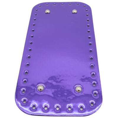 Angel Çanta Aksesuar Parlak Rugan Deri 25x12 cm Dikdörtgen Çanta Tabanı Mor Renk Gümüş Metalli - 1