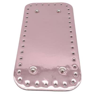 Angel Çanta Aksesuar Parlak Rugan Deri 25x12 cm Dikdörtgen Çanta Tabanı Pudra Renk Gümüş Metalli - 1