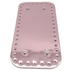 Angel Çanta Aksesuar Parlak Rugan Deri 25x12 cm Dikdörtgen Çanta Tabanı Pudra Renk Gümüş Metalli - Angel Çanta Aksesuar