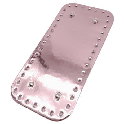 Angel Çanta Aksesuar Parlak Rugan Deri 25x12 cm Dikdörtgen Çanta Tabanı Pudra Renk Gümüş Metalli - 2