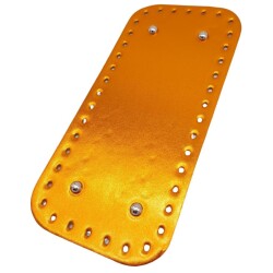 Angel Çanta Aksesuar Parlak Rugan Deri 25x12 cm Dikdörtgen Çanta Tabanı Turuncu Renk Gümüş Metalli - 2