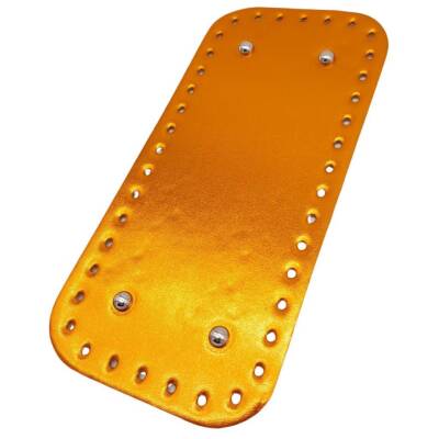 Angel Çanta Aksesuar Parlak Rugan Deri 25x12 cm Dikdörtgen Çanta Tabanı Turuncu Renk Gümüş Metalli - 2