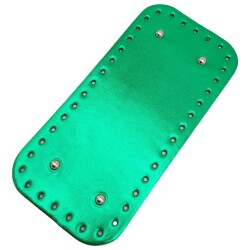 Angel Çanta Aksesuar Parlak Rugan Deri 25x12 cm Dikdörtgen Çanta Tabanı Yeşil Renk Gümüş Metalli - 2