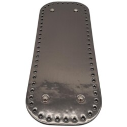 Angel Çanta Aksesuar Parlak Rugan Deri 32x12 cm Dikdörtgen Çanta Tabanı Antrasit Renk Gümüş Metalli - Angel Çanta Aksesuar