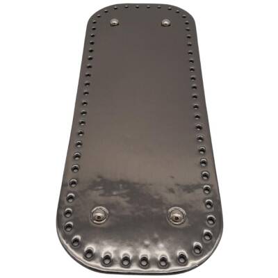 Angel Çanta Aksesuar Parlak Rugan Deri 32x12 cm Dikdörtgen Çanta Tabanı Antrasit Renk Gümüş Metalli - 1