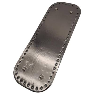 Angel Çanta Aksesuar Parlak Rugan Deri 32x12 cm Dikdörtgen Çanta Tabanı Antrasit Renk Gümüş Metalli - 2