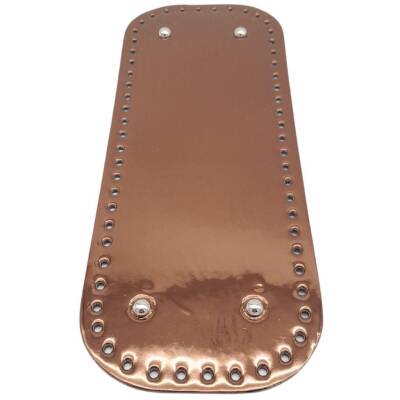 Angel Çanta Aksesuar Parlak Rugan Deri 32x12 cm Dikdörtgen Çanta Tabanı Bakır Renk Gümüş Metalli - 1