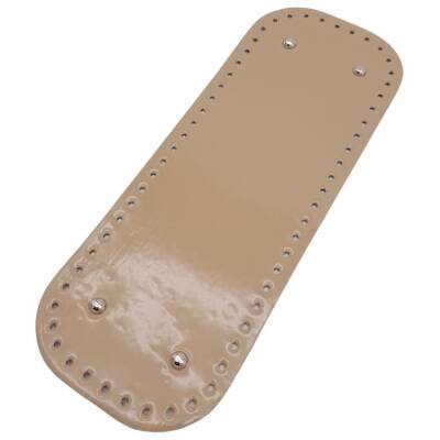 Angel Çanta Aksesuar Parlak Rugan Deri 32x12 cm Dikdörtgen Çanta Tabanı Bej Renk Gümüş Metalli - 2