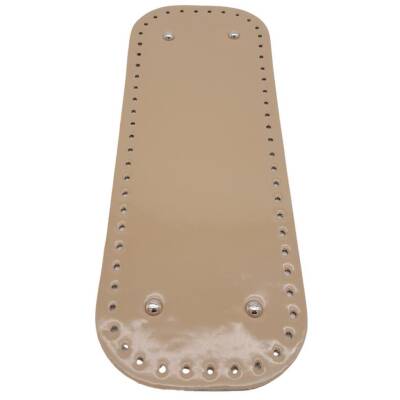 Angel Çanta Aksesuar Parlak Rugan Deri 32x12 cm Dikdörtgen Çanta Tabanı Bej Renk Gümüş Metalli - 1