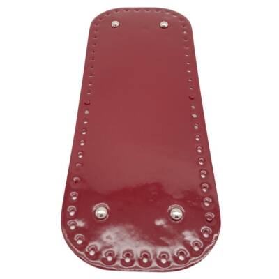 Angel Çanta Aksesuar Parlak Rugan Deri 32x12 cm Dikdörtgen Çanta Tabanı Bordo Renk Gümüş Metalli - 1