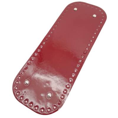 Angel Çanta Aksesuar Parlak Rugan Deri 32x12 cm Dikdörtgen Çanta Tabanı Bordo Renk Gümüş Metalli - 2