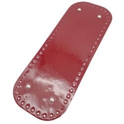 Angel Çanta Aksesuar Parlak Rugan Deri 32x12 cm Dikdörtgen Çanta Tabanı Bordo Renk Gümüş Metalli - 2