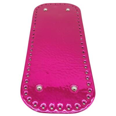 Angel Çanta Aksesuar Parlak Rugan Deri 32x12 cm Dikdörtgen Çanta Tabanı Fuşya Renk Gümüş Metalli - 1