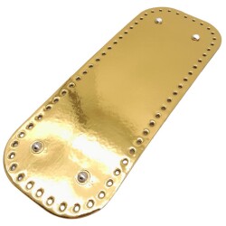 Angel Çanta Aksesuar Parlak Rugan Deri 32x12 cm Dikdörtgen Çanta Tabanı Gold Renk Gümüş Metalli - 2