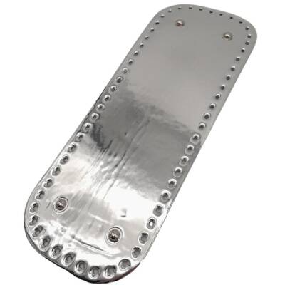 Angel Çanta Aksesuar Parlak Rugan Deri 32x12 cm Dikdörtgen Çanta Tabanı Gri Renk Gümüş Metalli - 2