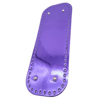 Angel Çanta Aksesuar Parlak Rugan Deri 32x12 cm Dikdörtgen Çanta Tabanı Mor Renk Gümüş Metalli - 2