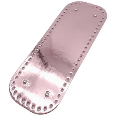 Angel Çanta Aksesuar Parlak Rugan Deri 32x12 cm Dikdörtgen Çanta Tabanı Pudra Renk Gümüş Metalli - 2