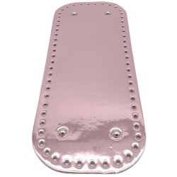 Angel Çanta Aksesuar Parlak Rugan Deri 32x12 cm Dikdörtgen Çanta Tabanı Pudra Renk Gümüş Metalli - Angel Çanta Aksesuar