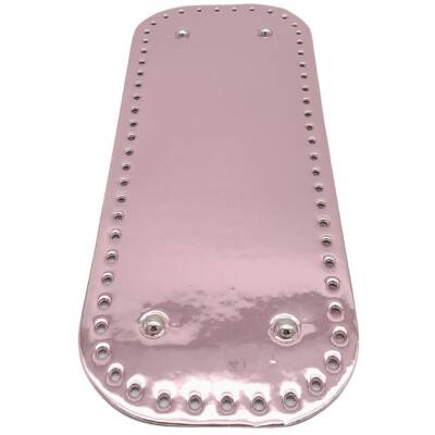 Angel Çanta Aksesuar Parlak Rugan Deri 32x12 cm Dikdörtgen Çanta Tabanı Pudra Renk Gümüş Metalli - 1