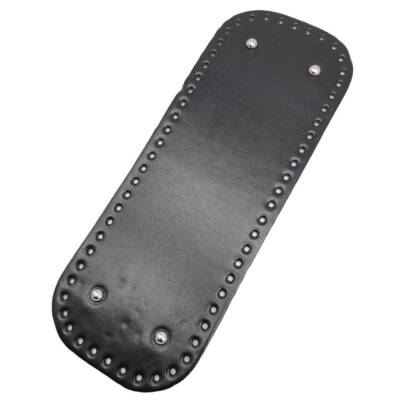 Angel Çanta Aksesuar Parlak Rugan Deri 32x12 cm Dikdörtgen Çanta Tabanı Siyah Renk Gümüş Metalli - 2