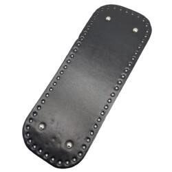 Angel Çanta Aksesuar Parlak Rugan Deri 32x12 cm Dikdörtgen Çanta Tabanı Siyah Renk Gümüş Metalli - 2