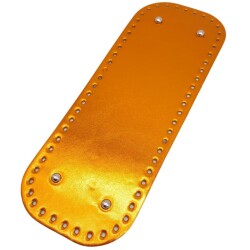 Angel Çanta Aksesuar Parlak Rugan Deri 32x12 cm Dikdörtgen Çanta Tabanı Turuncu Renk Gümüş Metalli - 2