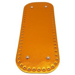 Angel Çanta Aksesuar Parlak Rugan Deri 32x12 cm Dikdörtgen Çanta Tabanı Turuncu Renk Gümüş Metalli - 1