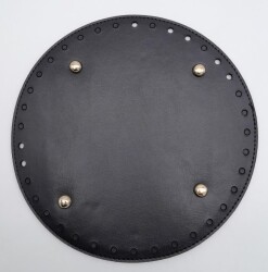 Angel Çanta Aksesuar Siyah Suni Deri 22 cm Yuvarlak Çanta Tabanı Light Gold Metalli - Angel Çanta Aksesuar