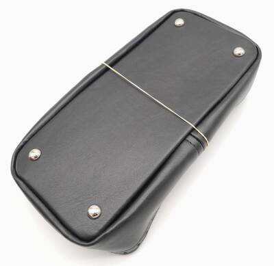 Angel Çanta Aksesuar Siyah Suni Deri 28x13 cm Yüksek Çanta Tabanı Gümüş Metalli - 3