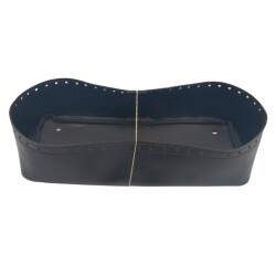 Angel Çanta Aksesuar Siyah Suni Deri 28x13 cm Yüksek Çanta Tabanı Light Gold Metalli - Angel Çanta Aksesuar