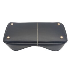 Angel Çanta Aksesuar Siyah Suni Deri 28x13 cm Yüksek Çanta Tabanı Light Gold Metalli - 3