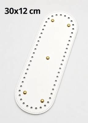Angel Çanta Aksesuar Suni Deri 30x12 Cm Oval Çanta Tabanı Beyaz Renk Light Gold Aparatlı - 1