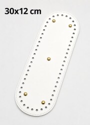 Angel Çanta Aksesuar Suni Deri 30x12 Cm Oval Çanta Tabanı Beyaz Renk Light Gold Aparatlı - Angel Çanta Aksesuar