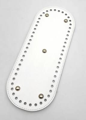 Angel Çanta Aksesuar Suni Deri 30x12 Cm Oval Çanta Tabanı Beyaz Renk Silvery Aparatlı - 1