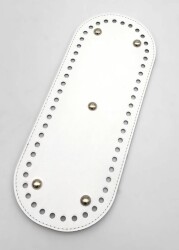 Angel Çanta Aksesuar Suni Deri 30x12 Cm Oval Çanta Tabanı Beyaz Renk Silvery Aparatlı - Angel Çanta Aksesuar