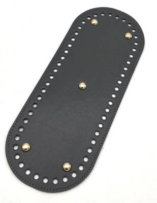 Angel Çanta Aksesuar Suni Deri 30x12 cm Oval Çanta Tabanı Koyu Gri Renk Light Gold Aparatlı - 1