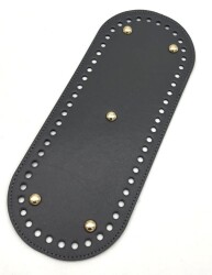 Angel Çanta Aksesuar Suni Deri 30x12 cm Oval Çanta Tabanı Koyu Gri Renk Light Gold Aparatlı - Angel Çanta Aksesuar