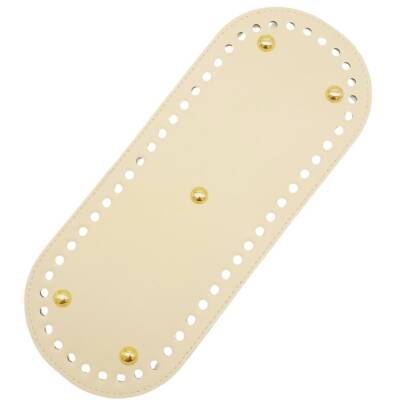 Angel Çanta Aksesuar Suni Deri 30x12 cm Oval Çanta Tabanı Krem Renk Light Gold Aparatlı - 2