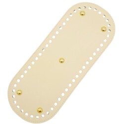 Angel Çanta Aksesuar Suni Deri 30x12 cm Oval Çanta Tabanı Krem Renk Light Gold Aparatlı - 2